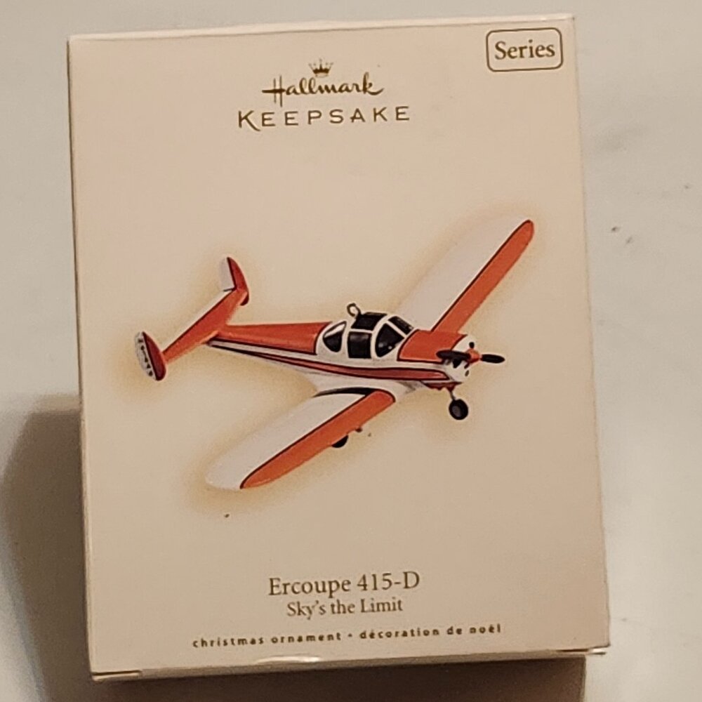 Hallmark Keepsake ornament of an Ercoupe 415-D airplane "Sky's The Limit" Series